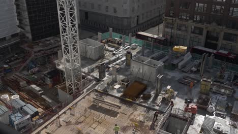 High-Angle-View-Of-Construction-Site-Of-New-Apartments-In-Millbank,-Westminster