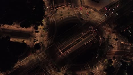 Aerial-night-view-of-a-roundabout-in-Mexico-City