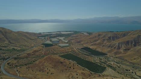 Luftaufnahmen-Vom-See-Genezareth-Im-Norden-Israels