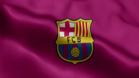 Bucle-Animado-Rojo-4k-De-Una-Bandera-Ondeante-Del-Equipo-De-Fútbol-Español-De-Laliga-Barcelona