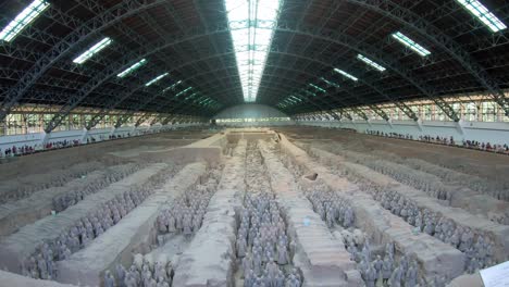 Standing-clay-soldiers-forming-part-of-an-army-of-terracota-warriors,-created-during-the-reign-of-first-chinese-emperor-Qin-Shi-Huang-Di,-Xian,-Shaanxi-Province,-China
