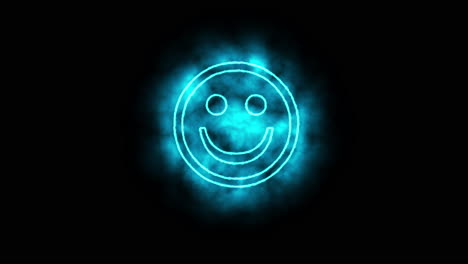 Un-Emoji-De-Cara-Sonriente-Escrito-Y-Revelado-Como-Neón-En-Una-Fuente-Estilizada-Sobre-Un-Fondo-Oscuro-Y-Ahumado