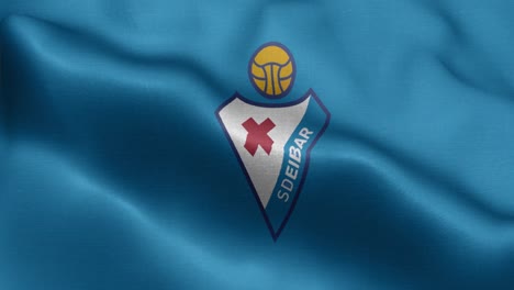 Bucle-Animado-De-Primer-Plano-Azul-4k-De-Una-Bandera-Ondeante-Del-Equipo-De-Fútbol-Español-Laliga-Elbar