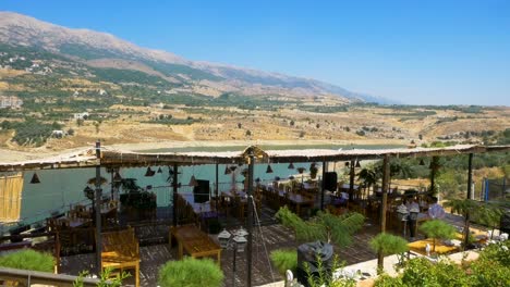 Waiters-Preparing-the-Restaurant-Tables-Before-Opening,-Beqaa-Valley