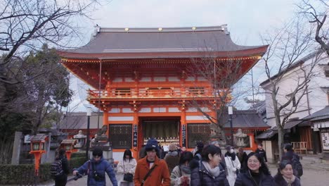 Group-of-local-people-walking-away-from-Yasaka-Shrine-during-New-Years-day
