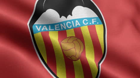 Primer-Plano-Rojo-4k-Bucle-Animado-De-Una-Bandera-Ondeante-Del-Equipo-De-Fútbol-Español-Laliga-Valencia