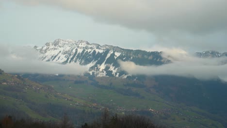 Vista-Lateral-Mirando-Por-La-Ventana-De-Un-Tren,-Vista-Panorámica-De-La-Cordillera-En-Suiza