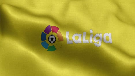 Gelbe-4k-Animierte-Schleife-Einer-Wehenden-Flagge-Des-Spanischen-Fußballverbandes-Laliga