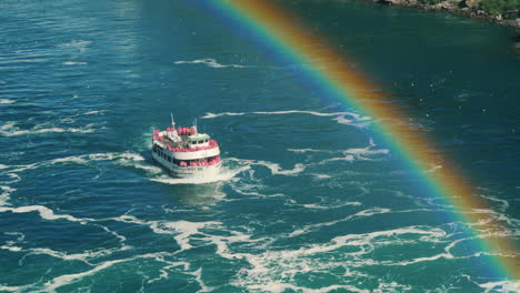 Niagara-Tour-Boat-Passes-Under-Rainbow
