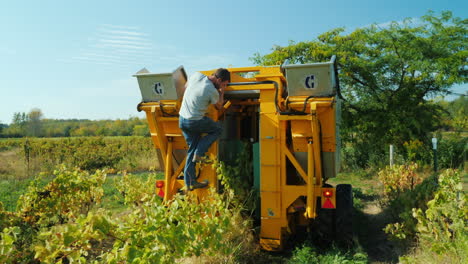 Mechanical-Grape-Harvester-Used-in-Vineyard