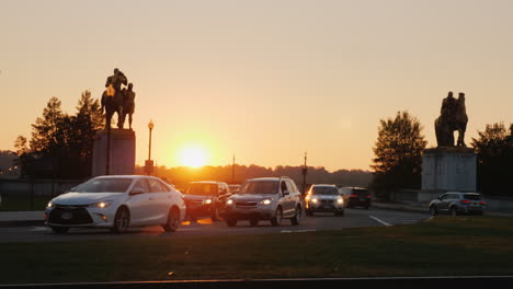 Cars-On-Arlington-Memorial-Bridge-At-Sunset