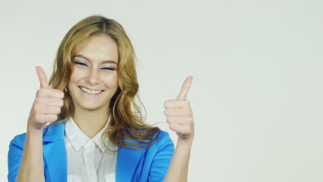 Attractive-Woman-Showing-A-Thumbs-Up-Smiling-Approval-Gesture-Hd-Video
