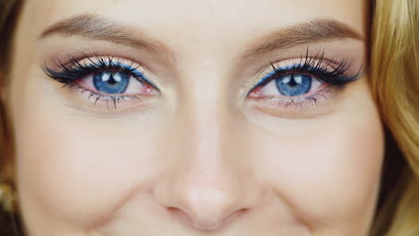 Blue-Eyes-Of-A-Young-Woman-Who-Is-Smiling