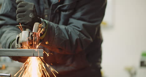 Falling-Spark-During-Cutting-Metal-With-Angle-Grinder-