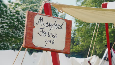 The-Sign-On-The-Imitation-Of-Old-Military-Tents-Labeled-Maryland-Force-In-1756