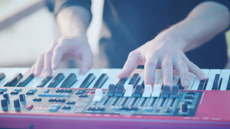 A-Professional-Musician-Plays-The-Synthesizer-His-Fingers-Press-The-Keys-Hd-Video