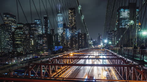 Rain-In-New-York-Traffic-Cars-On-The-Famous-Brooklyn-Bridge