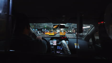 View-From-The-Passenger-Seat-Of-The-Famous-Yellow-Taxi-In-New-York
