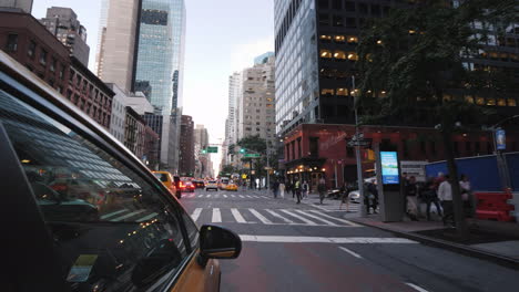 View-From-The-Window-Of-The-New-York-Taxi-Driving-Through-The-Center-Of-Manhattan