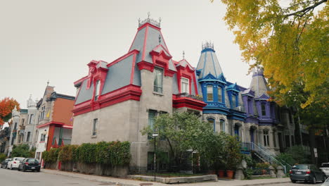 Colorful-Victorian-Houses-In-Square-Saint-Louis---Montreal-Quebec-Canada-Beautiful-Multi-Colored-Roo
