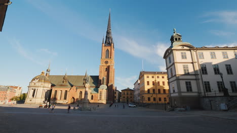 View-Of-The-Famous-Church-With-An-Iron-Spire-In-Stockholm-4k-Video