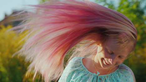 Cool-Girl-Playing-With-Her-Pink-Long-Hair