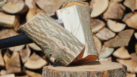 Ax-Splits-A-Log-Harvesting-Firewood