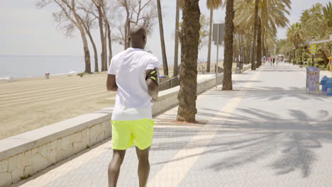 Muscular-young-man-out-jogging-on-a-promenade