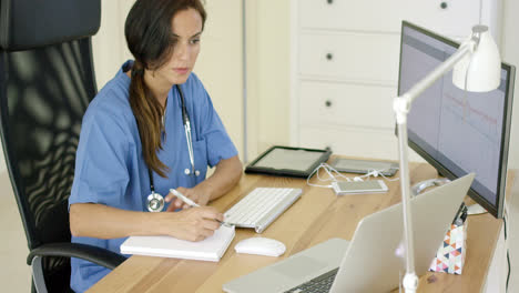 Doctor-working-at-her-desk-in-the-office