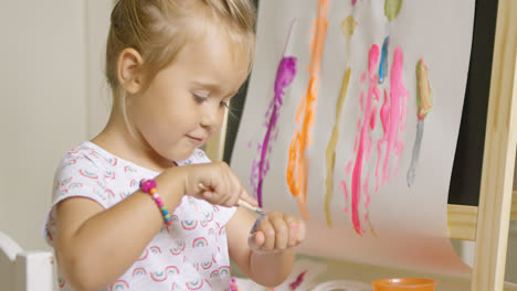 Little-girl-applying-paint-to-the-back-of-her-hand