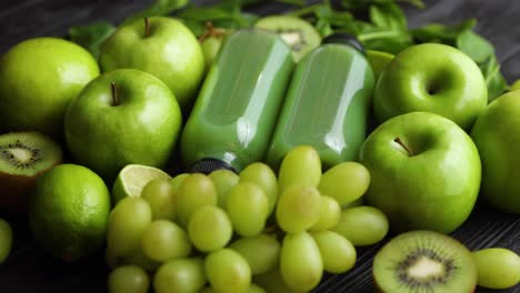 Fresh-fruits-and-vegetables-in-green-color-concept