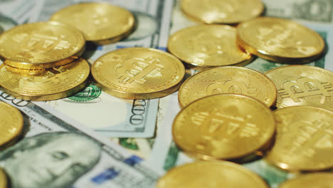 Bright-gold-bitcoins-with-dollars