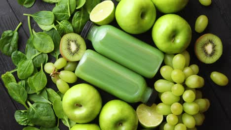Fresh-fruits-and-vegetables-in-green-color-concept